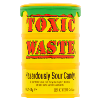 12 x Toxic Waste - Yellow Sour Candy 42Gm