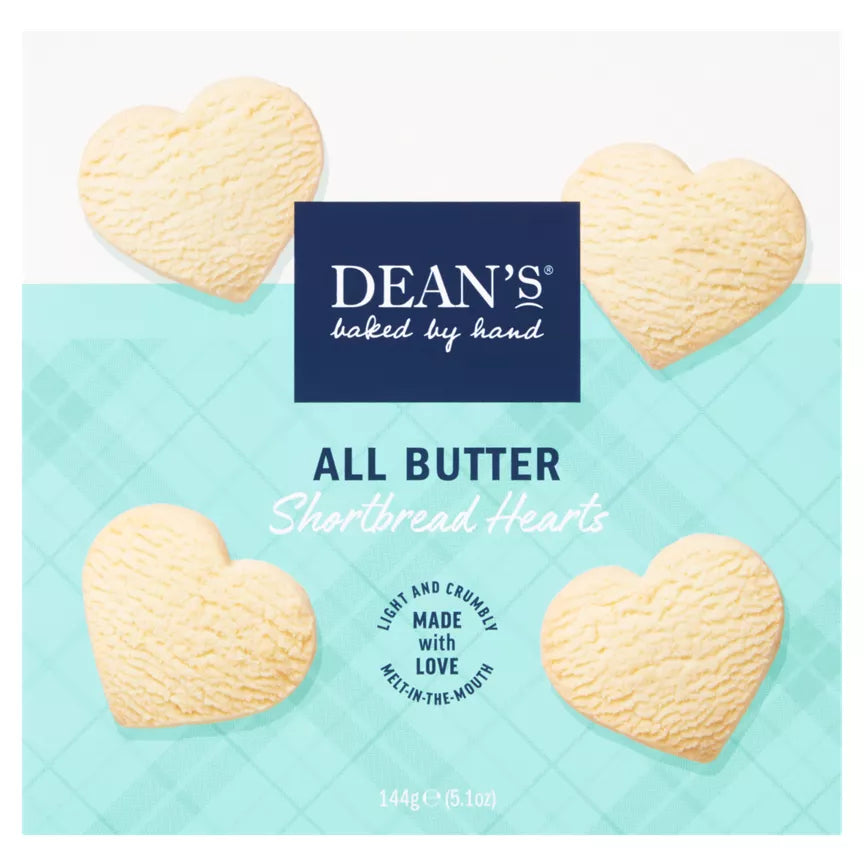 6 x Deans All Butter Shortbread Hearts 144G X 6