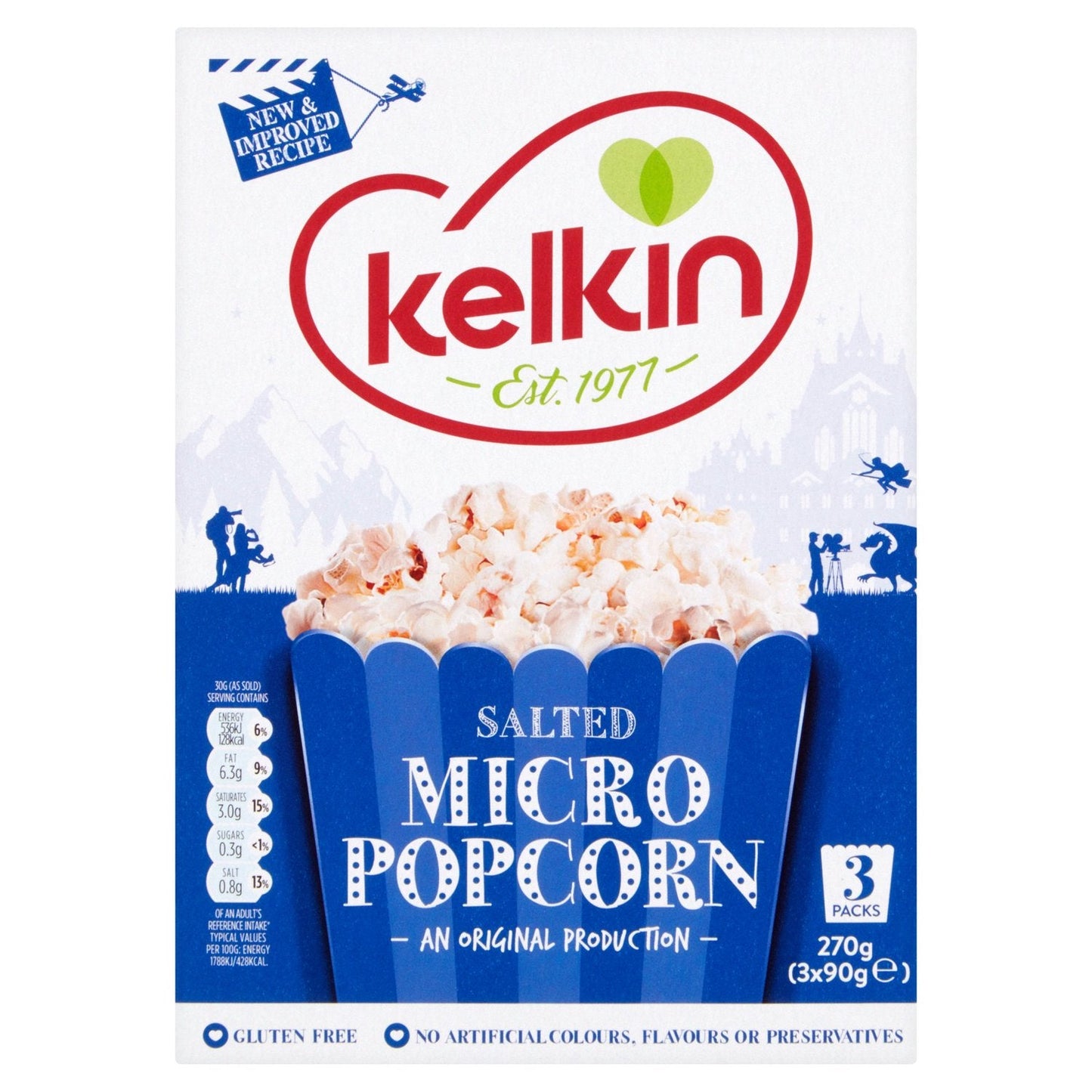 16 x Kelkin Salted Micro Popcorn 3 X 90G (270G)