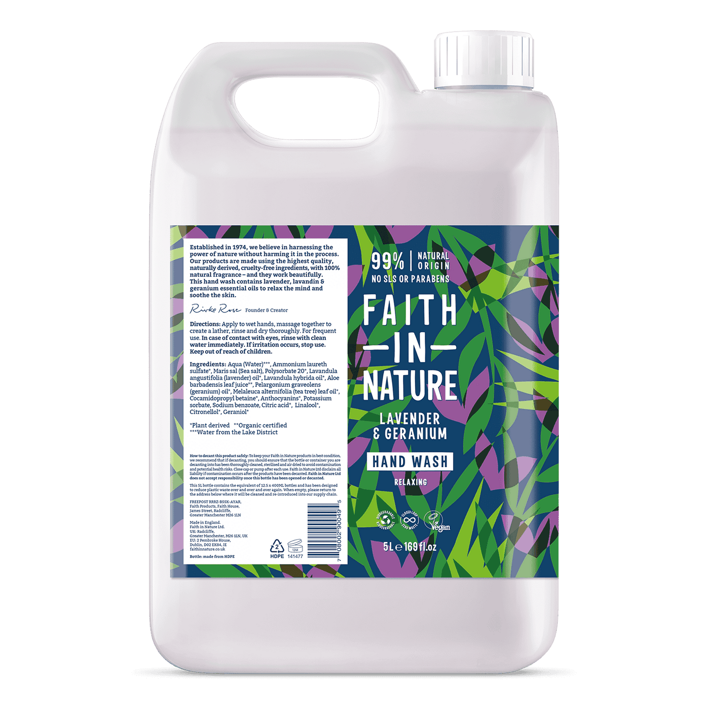 Faith In Nature Lavender & Geranium Hand Wash - 5ltr