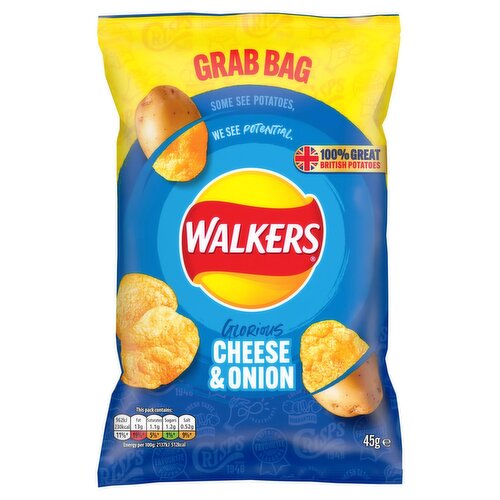 32 x Walkers Cheese & Onion Crisps 45G