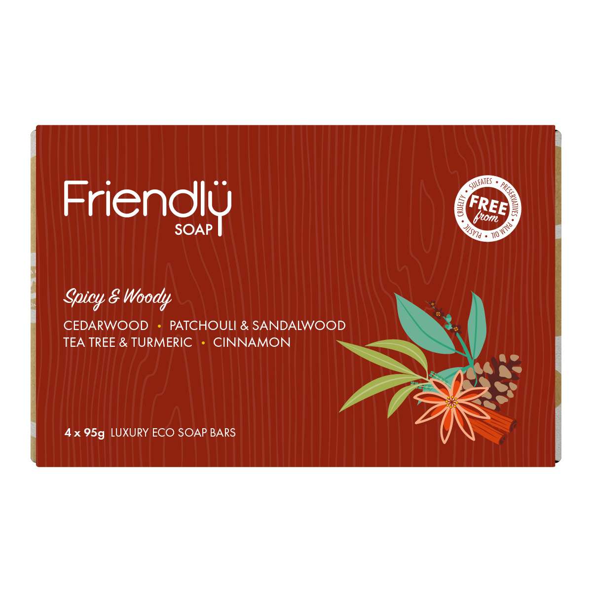 6 x Friendly Soap Soap Selection - Spicy & Woody - 420g