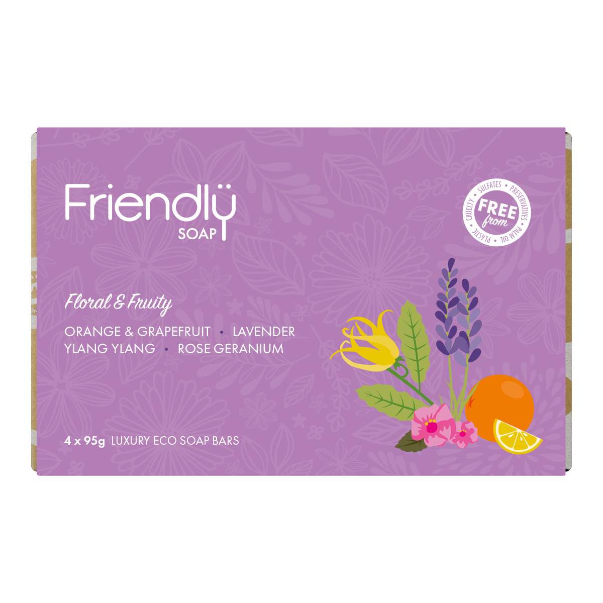 6 x Friendly Soap Soap Selection - Floral & Fruity - 420g