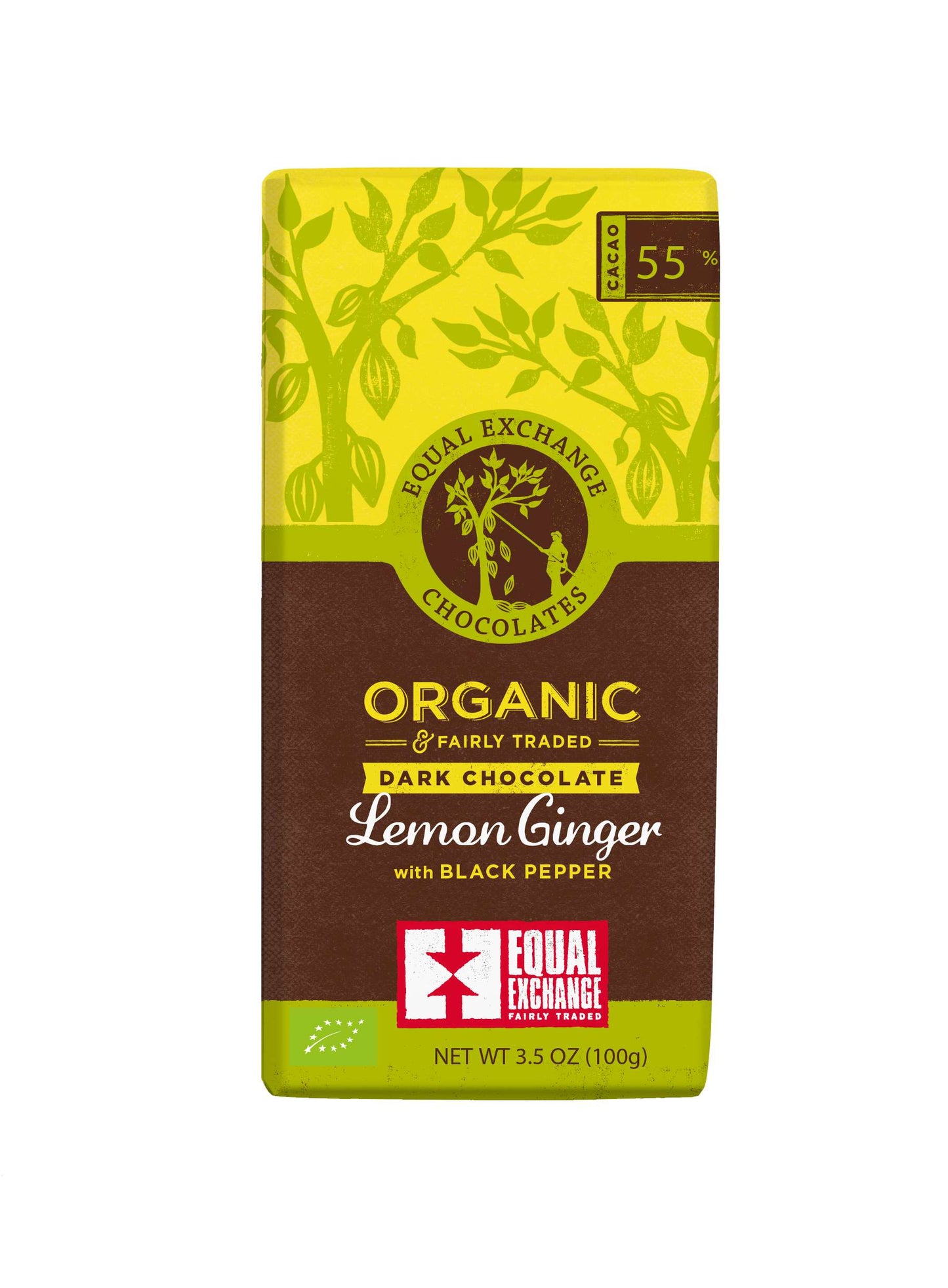 Equal Exchange Org Lemon Ginger Choc B/Pepper 55% - 100g