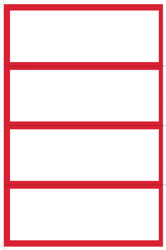 50 x Blank Large Shelf Cards (4 Sc Per Page) A4