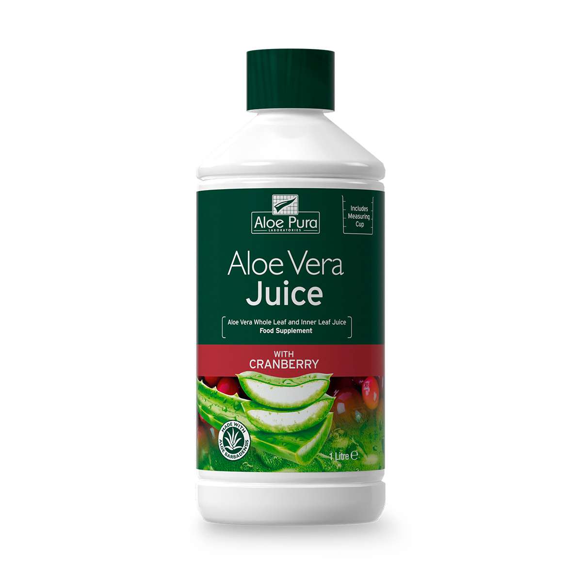 Aloe Pura Cranberry A/Vera Juice Charcoal Filtered - 1ltr