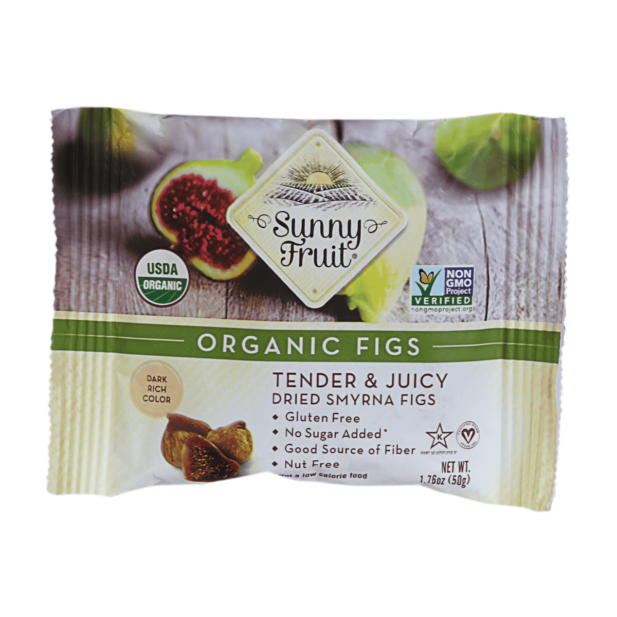 12 x Sunny Fruit Organic Figs Snack Packs - 6x50g