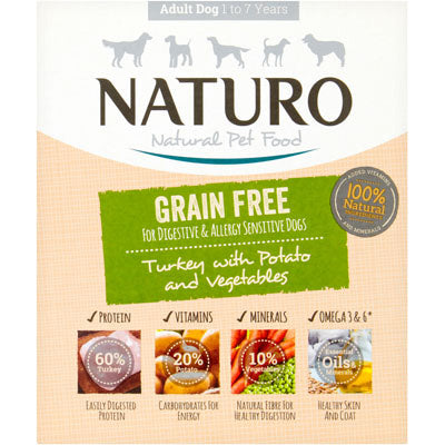 7 x Naturo Adult Dog Tray Turkey & Potato - 400GM