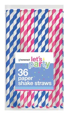 24 X Lets Party Striped Paper Straws 36 PACK