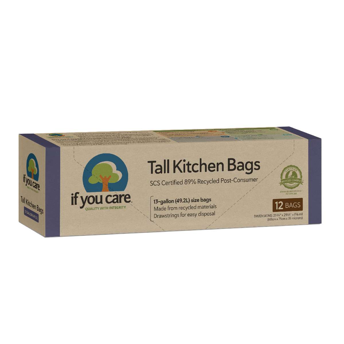 If You Care Cert Recycled Tall D/string Bin Bags - 49ltr