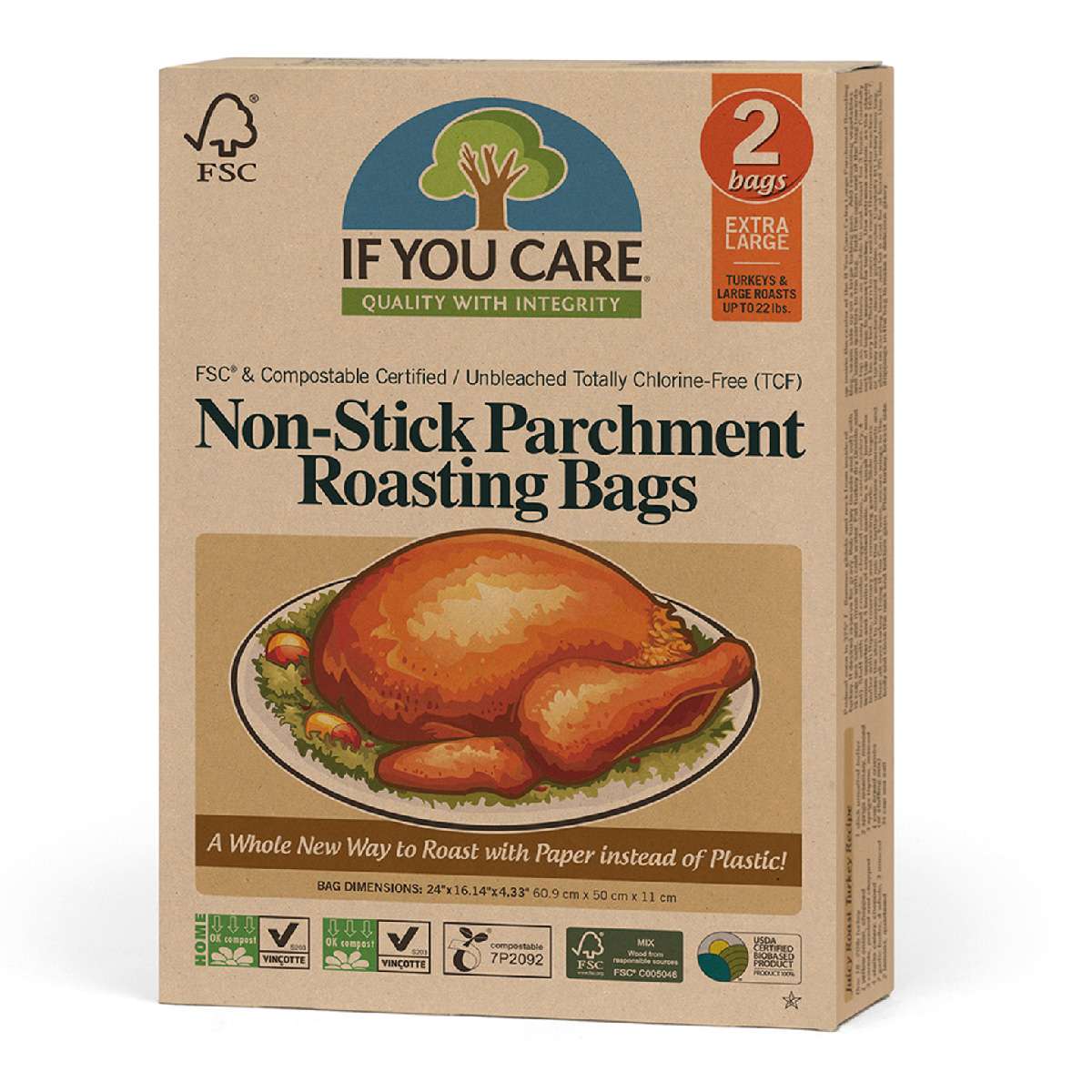 If You Care FSC Cert Unbleached Ex/Large Roast Bags - 1pc