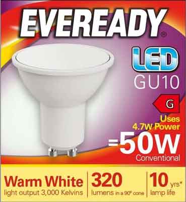 5 x Eveready Led Bulb Gu10 Warm White 5W - Single