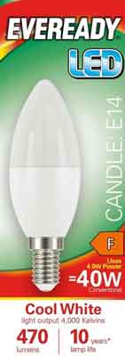5 x Eveready Led Candle Bulb Cool White Ses 6W - Single
