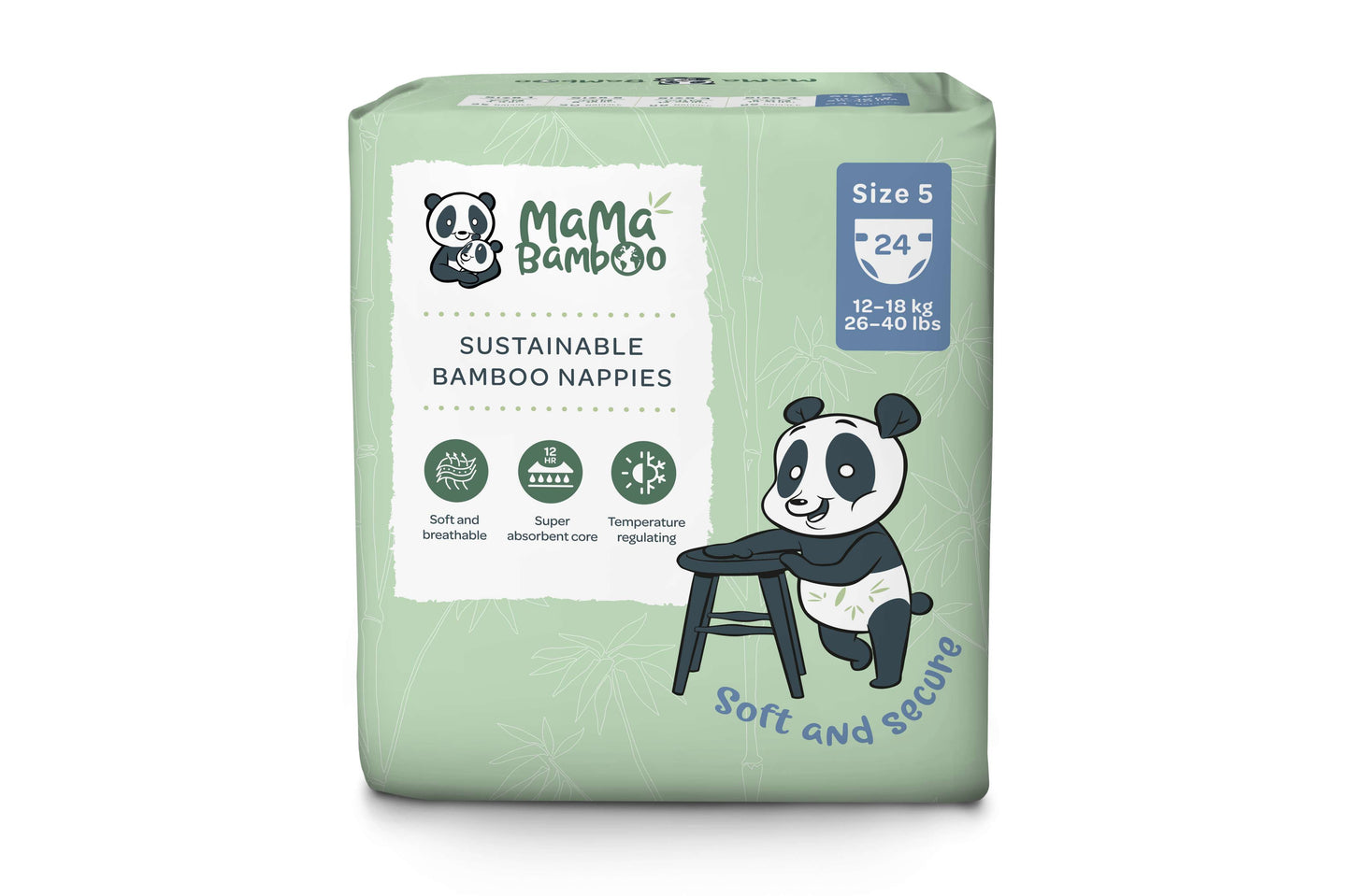 Mama Bamboo Eco Nappies - Size 5 (X-Large) - 24pc