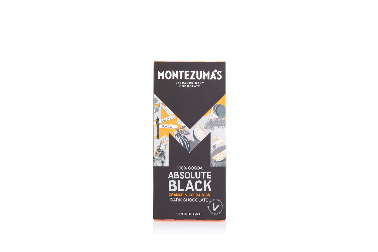 12 x Montezuma Absolute Black with Orange & Cocoa Nibs - 90g