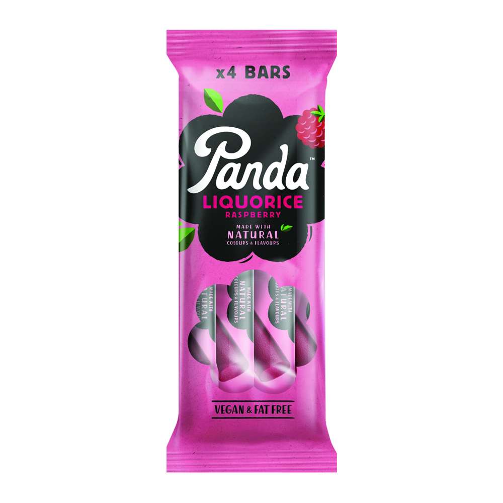 18 x Panda Natural Raspberry Liquorice Bar 4pk - 128g