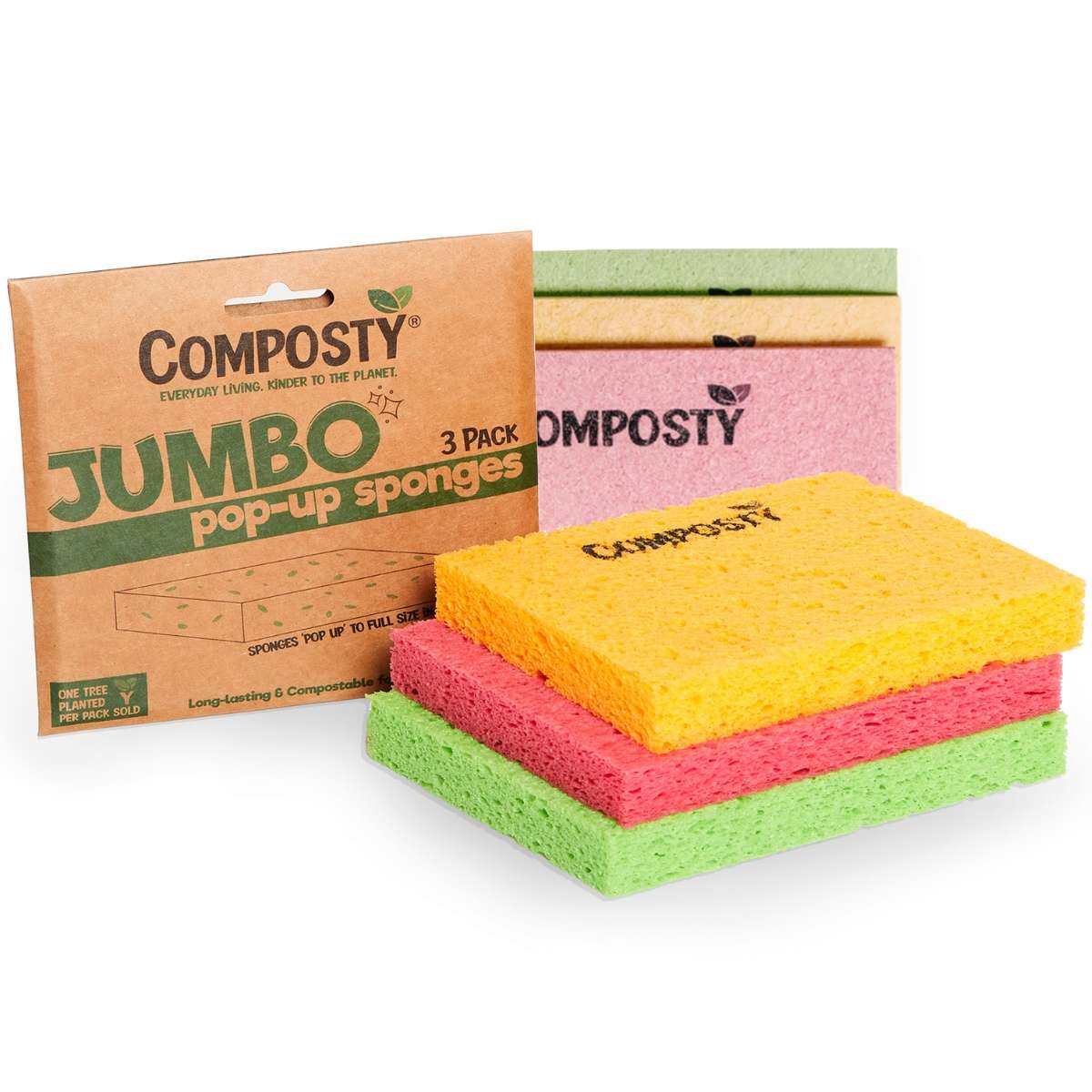 Composty Jumbo 'Pop-Up' Sponges - 3pc