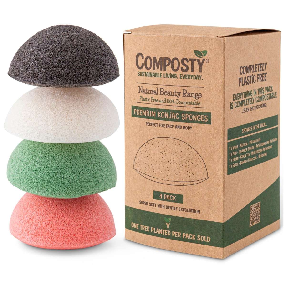 Composty Konjac Facial Sponges - 4pc