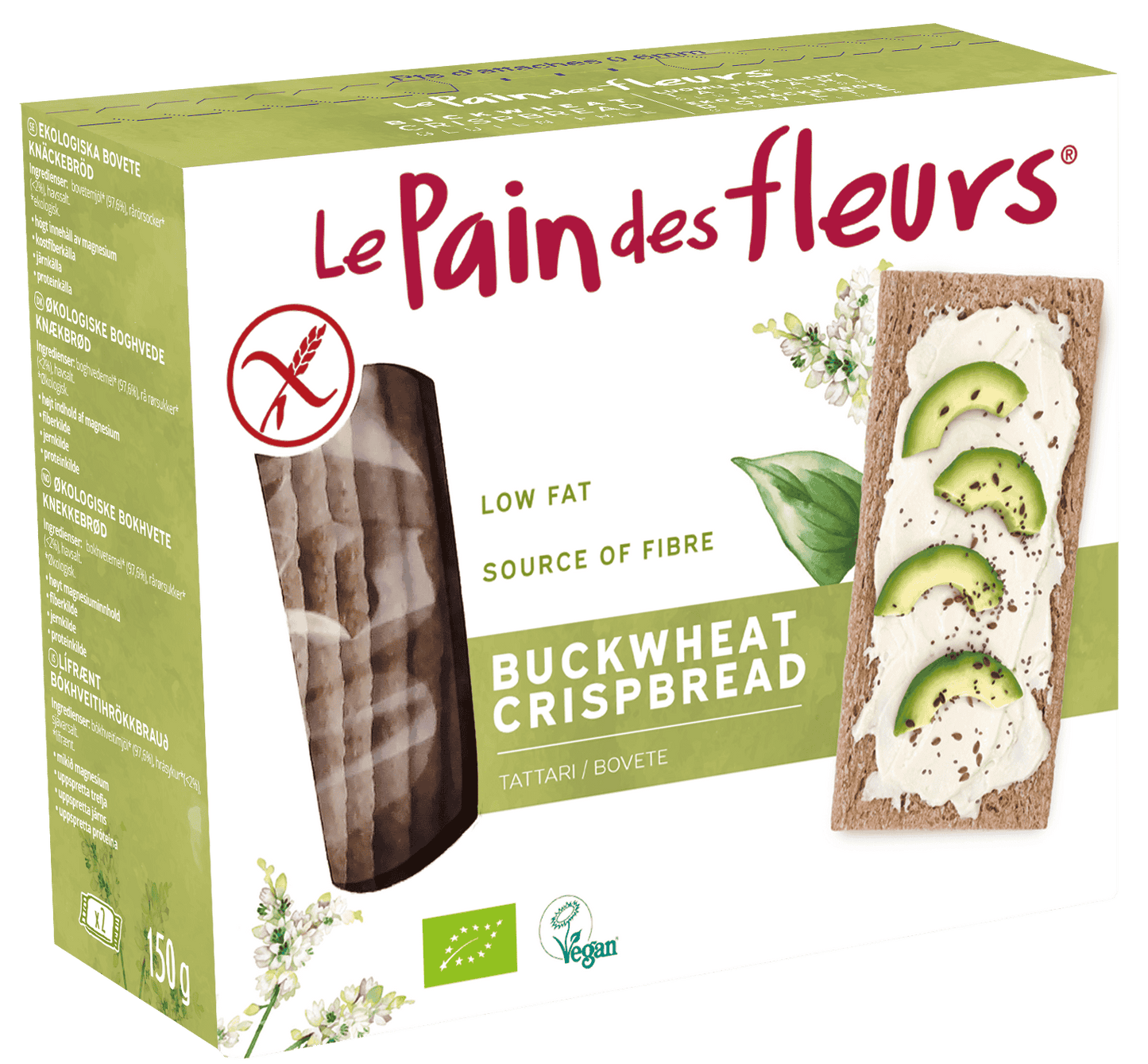 6 x Le Pain Des Fleurs Org GF Buckwheat Crispbread - 150g
