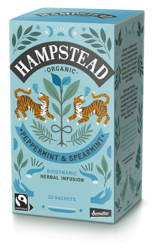 4 x Hampstead Tea Org Demeter P/mint & S/mint Tea Bags - 20pc