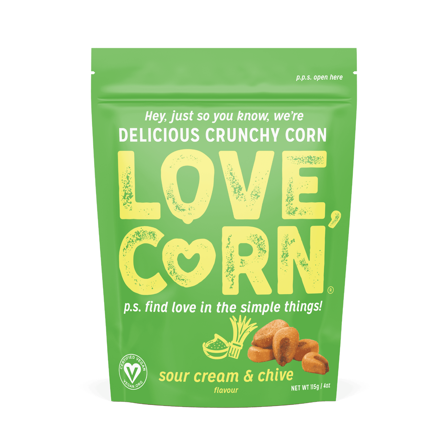 6 x Love Corn Premium Crunchy Corn Sour Cream & Chive - 115g
