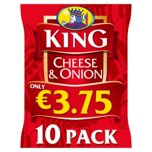 9 x King Cheese & Onion Flavour Potato Crisps 10 X 25G