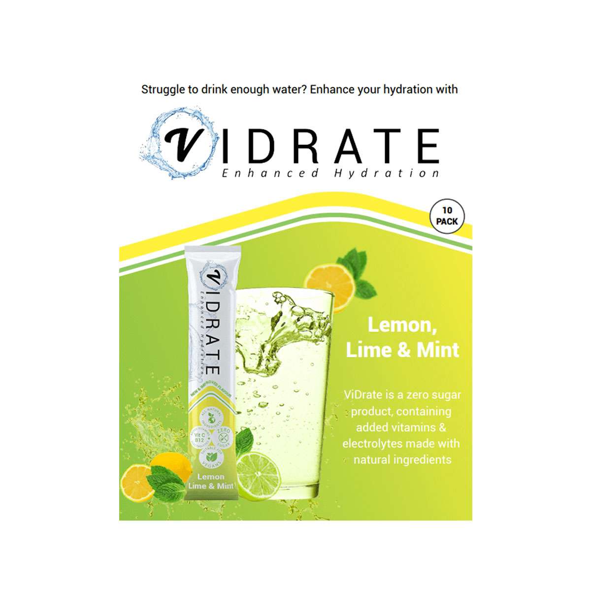 ViDrate Lemon Lime & Mint SRDU - 10x3g