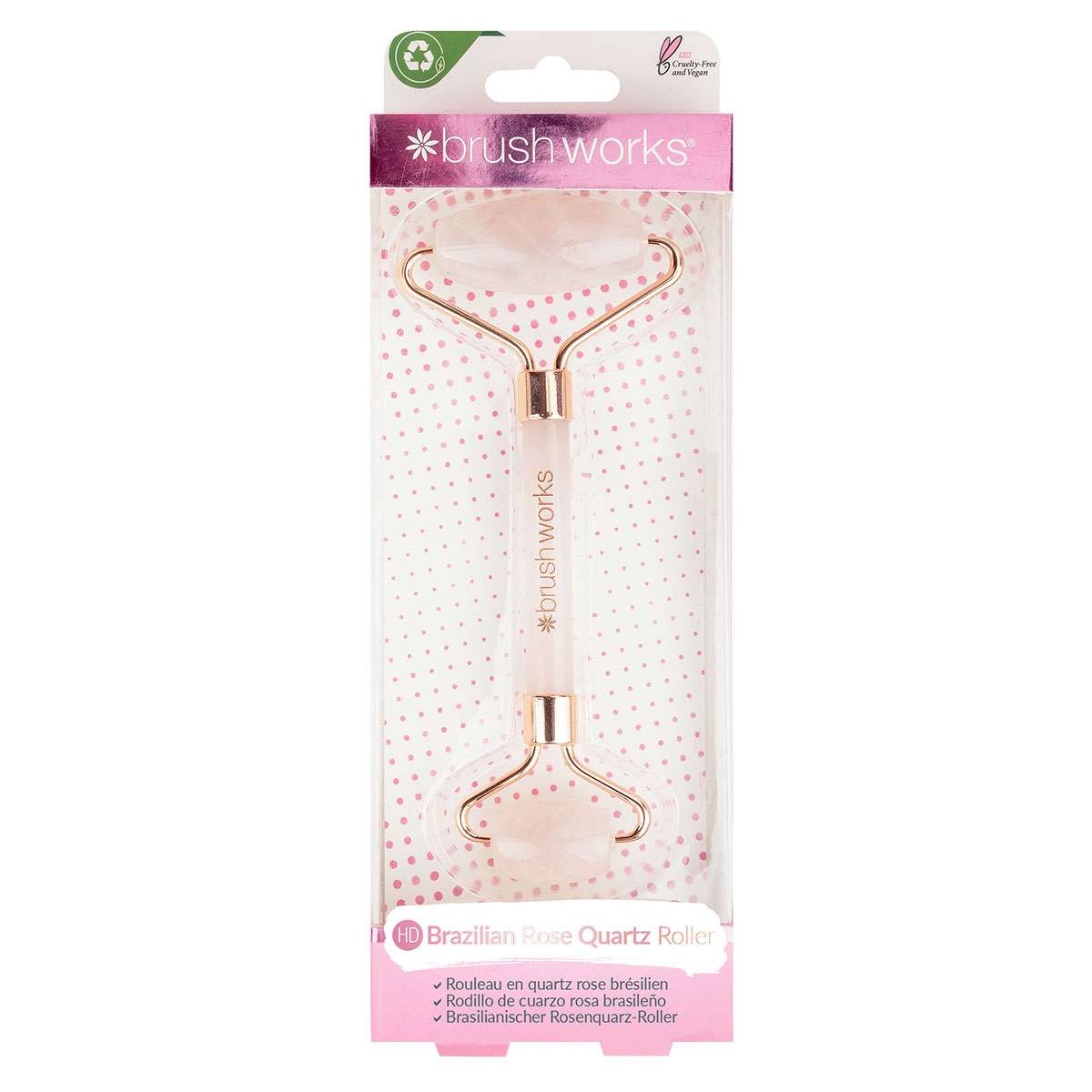 Brushworks Rose Quartz Stone Roller - 1pc