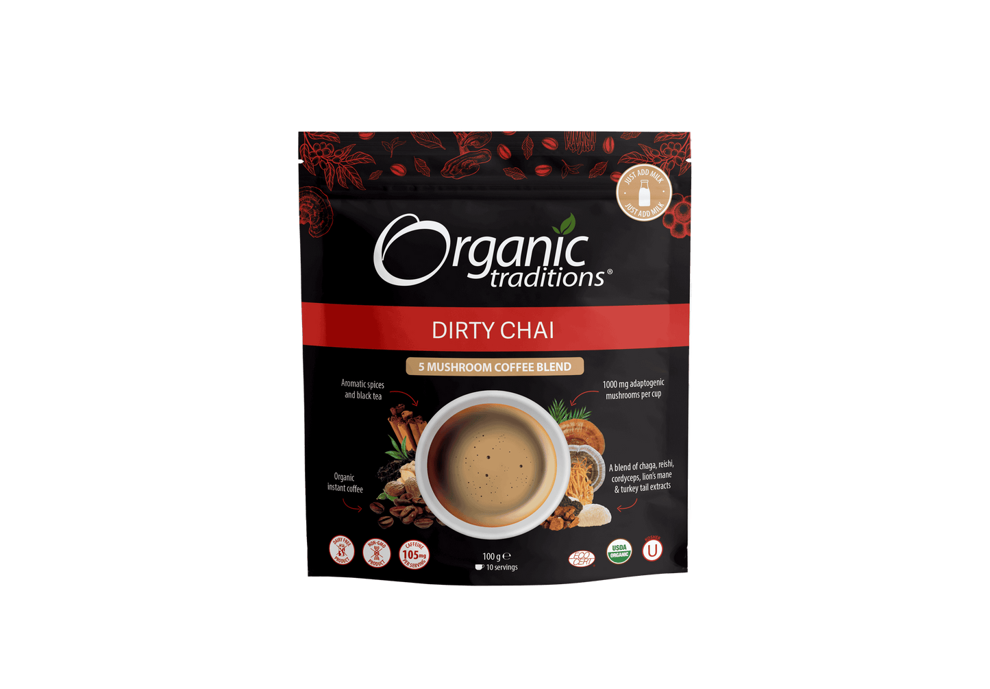 Organic Traditions Org 5 Mushroom Coffee - 100g