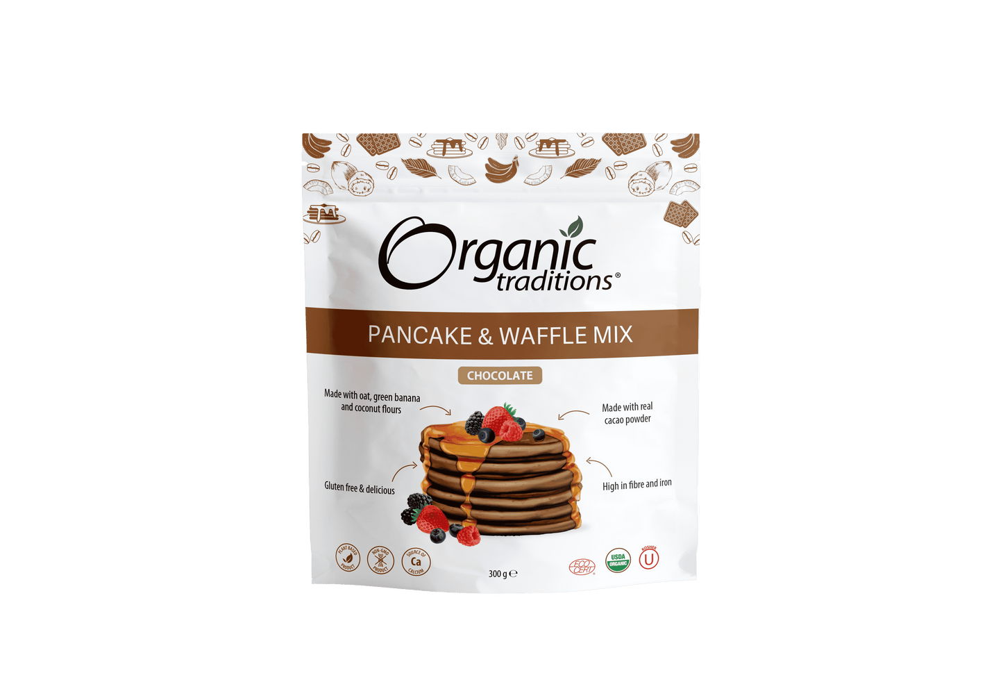 Organic Traditions Org Choc Pancake & Waffle Mix - 300g