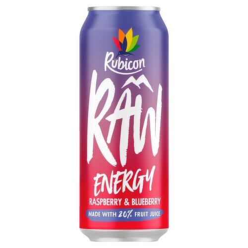 12 x Rubicon Raw Energy Raspberry & Blueberry 500Ml