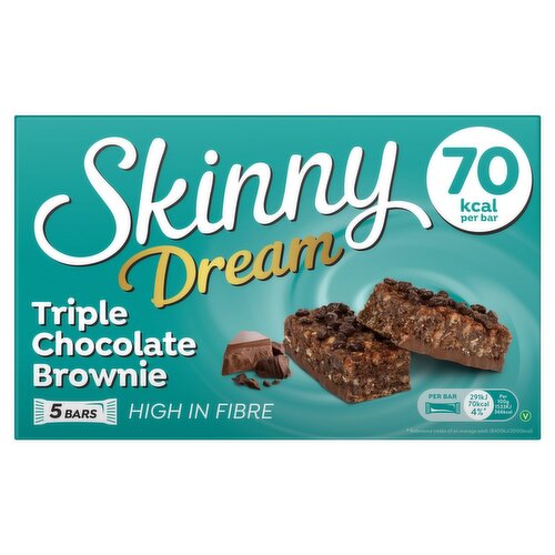 10 x Skinny Dream Triple Choc Brownie Bars 5 Pack - 5X19GM