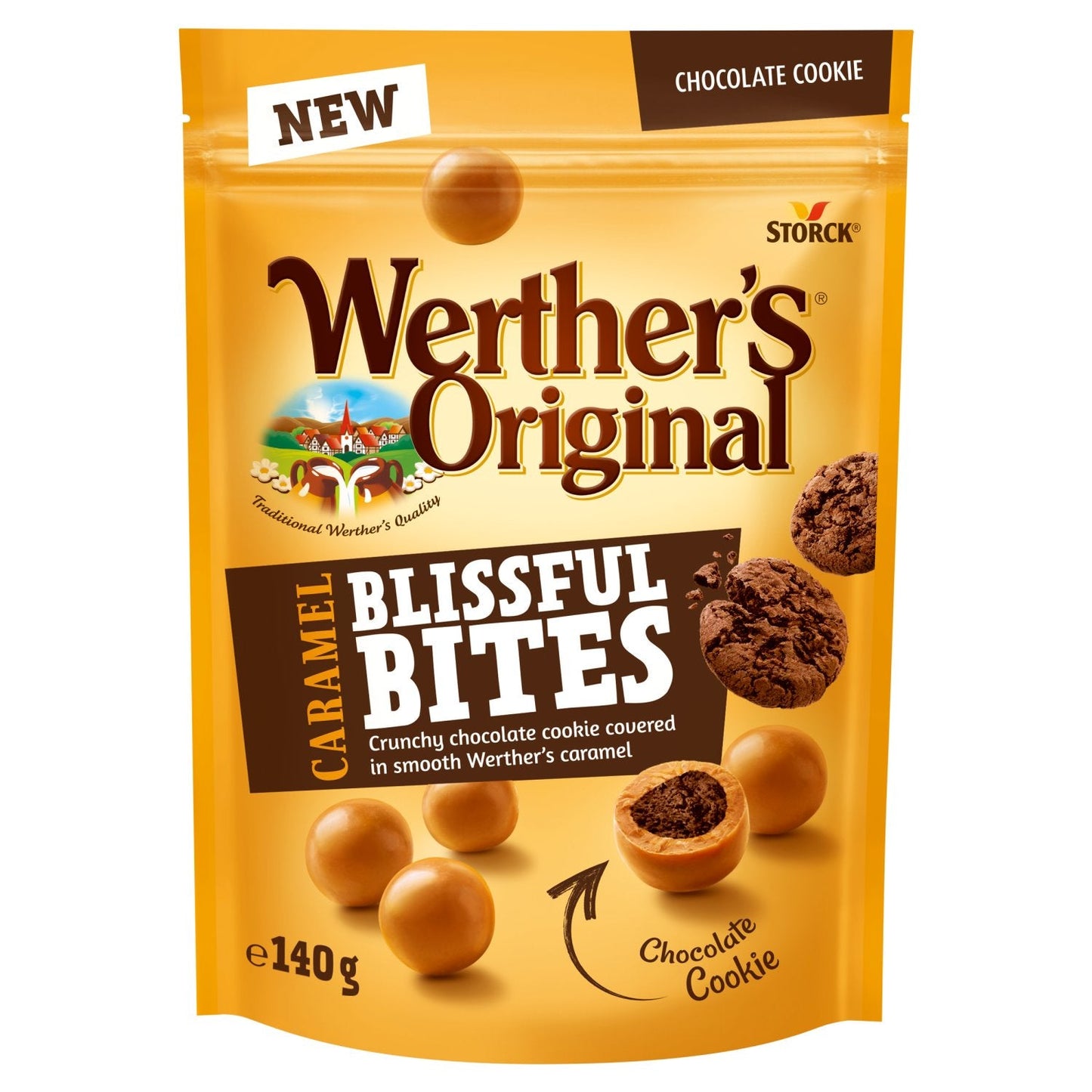 12 x Werthers Original Caramel Blissful Bites Chocolate Cookie 140G