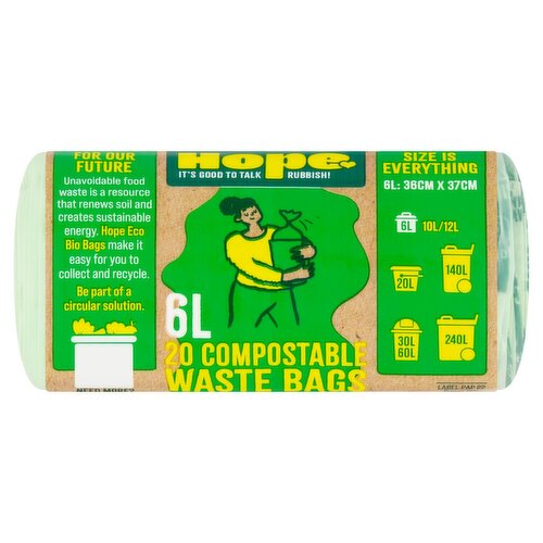 24 x Hope Compostable Waste Bags 6 Litre - 20 PACK