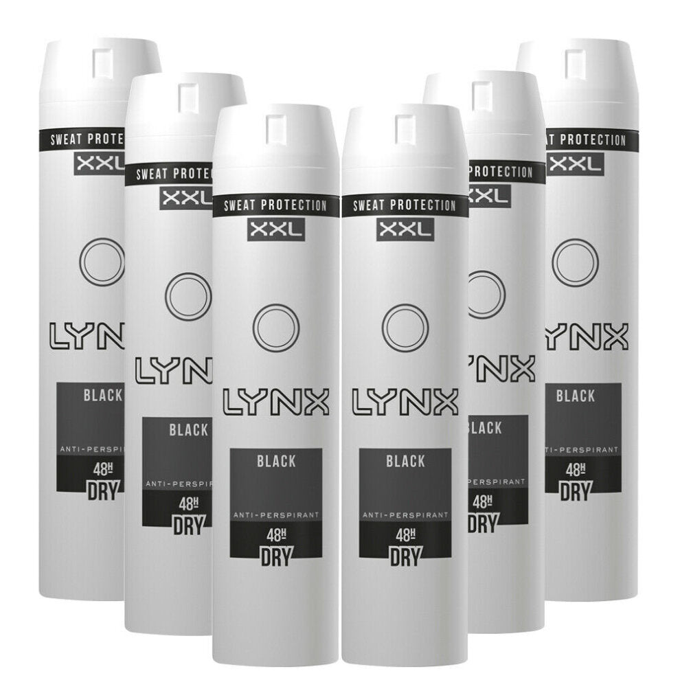6 x Lynx Anti-Perspirant Deodorant Spray Xxl Black 250 Ml