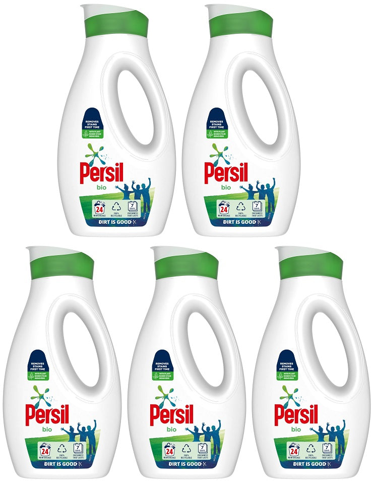 5 x Persil Laundry Washing Liquid Detergent Bio 648 Ml (24 Washes)