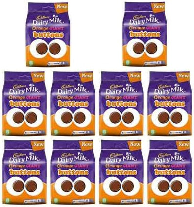 10 x Cadbury Dairy Milk Buttons Orange 110G