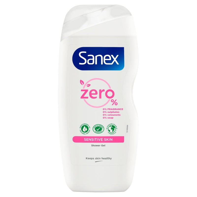 6 x Sanex Zero% Hypoallergenic Sensitive Shower Gel 225Ml