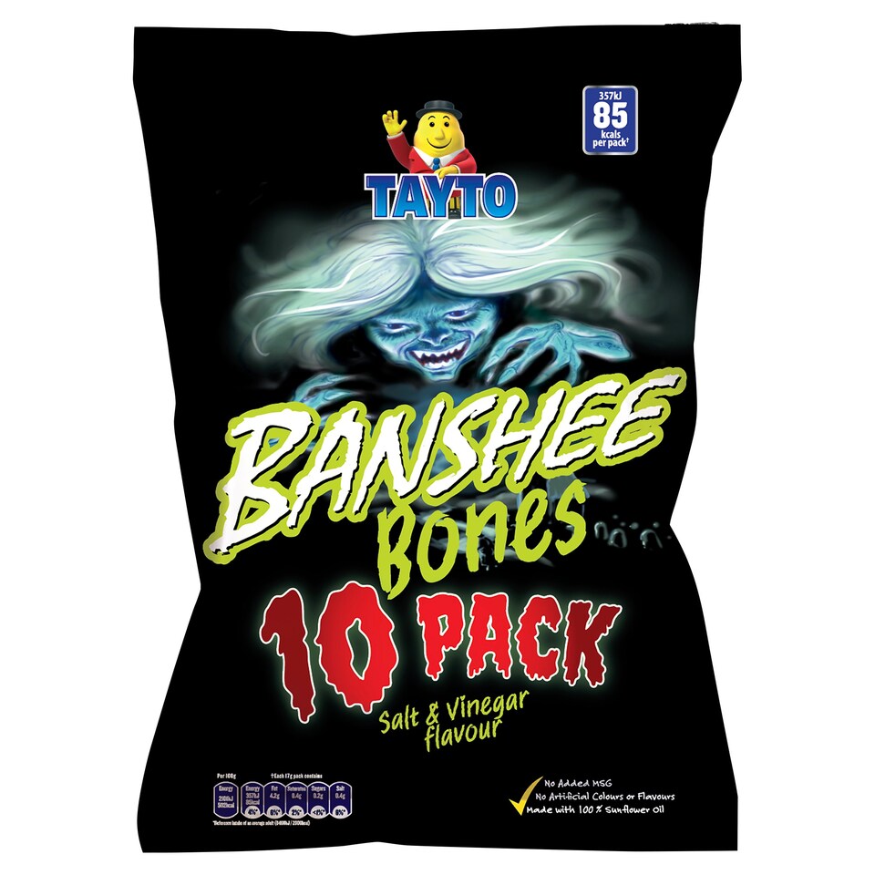 10 x Tayto Banshee Bones Salt & Vinegar Flavour 10 X 17G