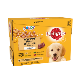4 x Pedigree Puppy Pouches Mixed Varieties In Jelly 12 X100G