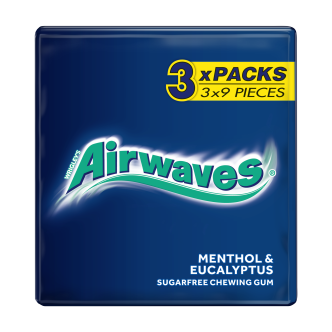 20 x Airwaves Menthol & Eucalyptus Sugar Free Gum Pk 3Pk