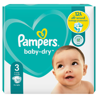 4 x Pampers Baby Dry Size 3 (Midi) 30 Pack
