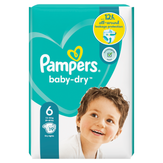 4 x Pampers Baby Dry Size 6 (Extra Large) 19 Pack