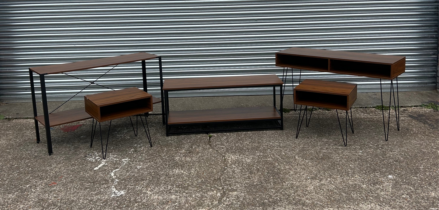 5-Piece Industrial Style Furniture Set – Rustic Wood & Metal Finish