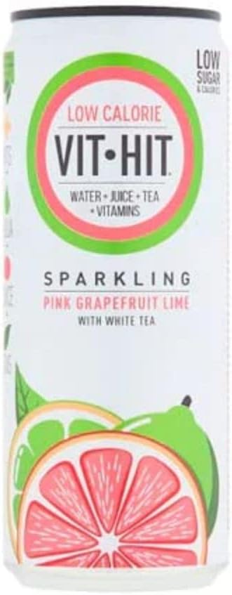 12 x Vit Hit Sparkling Pink Grapefruit Lime With White Tea 330Ml