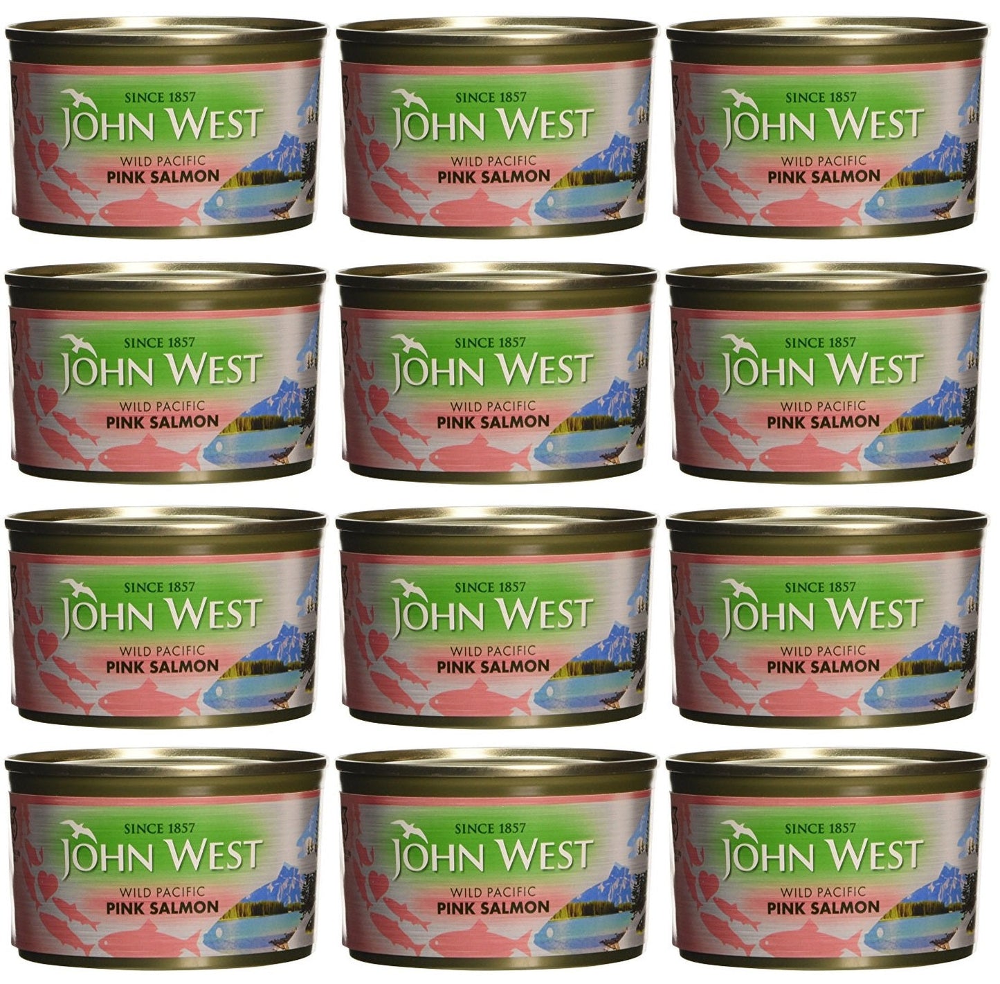 12 x John West Wild Pacific Pink Salmon 213G