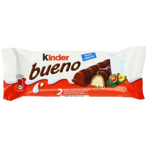 30 x Kinder Bueno Milk Chocolate And Hazelnuts Single Bar 2 Finger X 21.5G (43G)