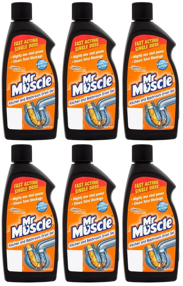 6 x Mr Muscle Drain Unblocker Gel 500Ml