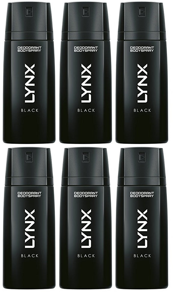 6 x Lynx Aerosol Bodyspray Black 150 Ml