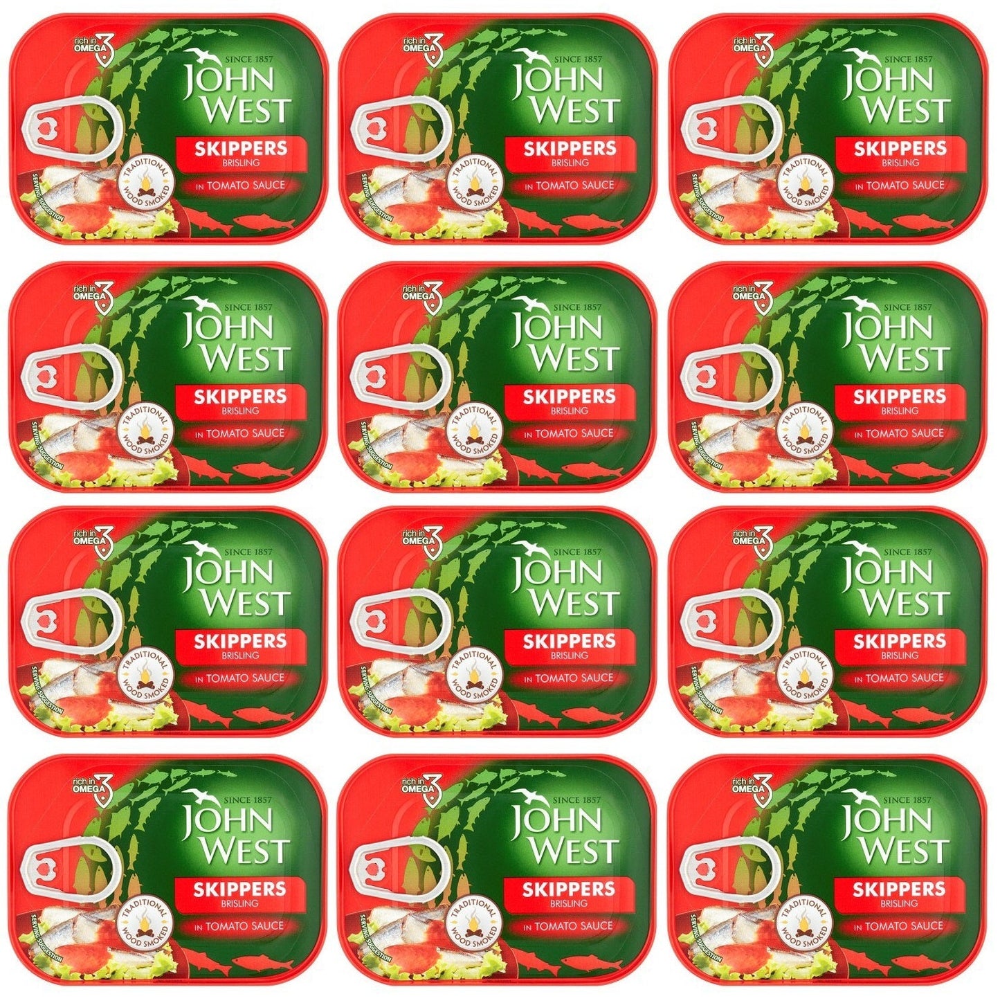 12 x John West Skippers Brisling In Tomato Sauce 106G